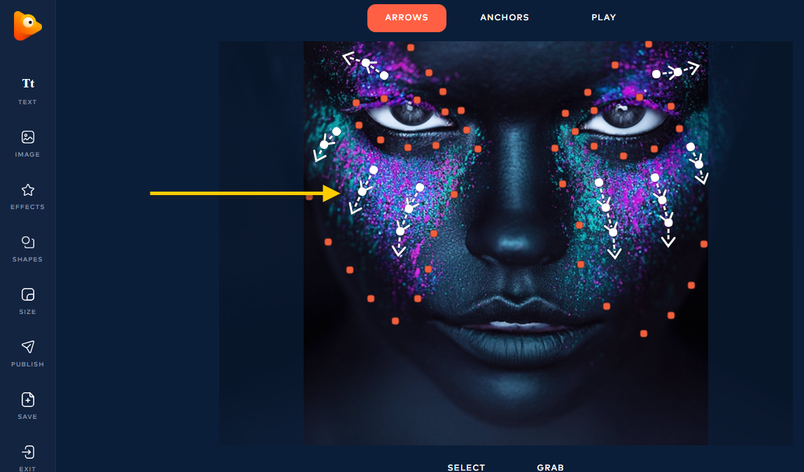 Creating Motions to Artist Face - photovibrance.io